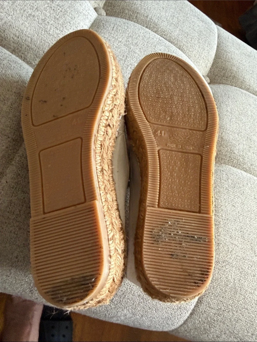 Viscata Barcelona Platform Espadrilles Beige Organic Canvas Spain Size 10/41